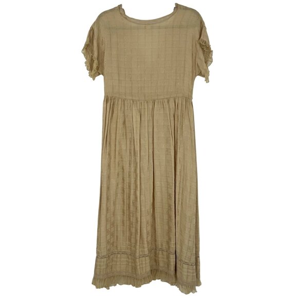 RARE Free People Y2K Ruffle Sleeve Empire Waist Boho Prairie Lace Midi Dress - Picture 10 of 16